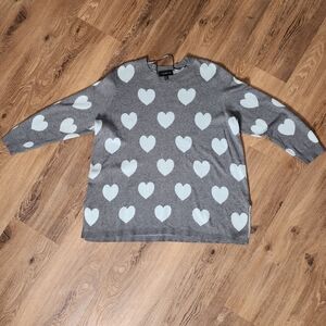 Lane Bryant Grey Sweater W Turquoise Hearts Size 22/24